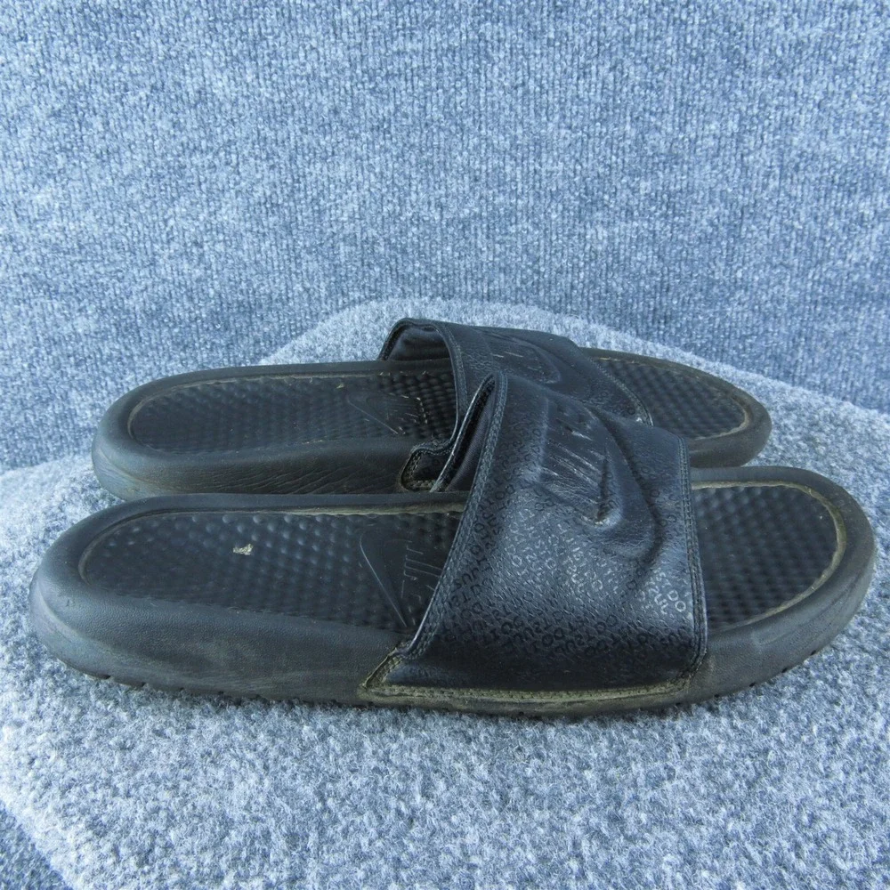 Nike  Men Slide Sandals Size 8 Medium Black Synthetic‎ Slip On